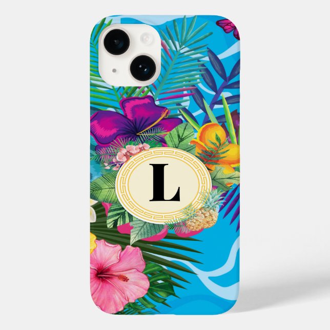 Hawaiiska tropiska blommor och fjärilsmonogram (Baksida)