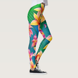 Hawaiiska Tropiska Flower Mönster Leggings