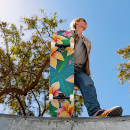 Hawaiiska Tropiska Flower Mönster Mini Skateboard Bräda 18,5 Cm