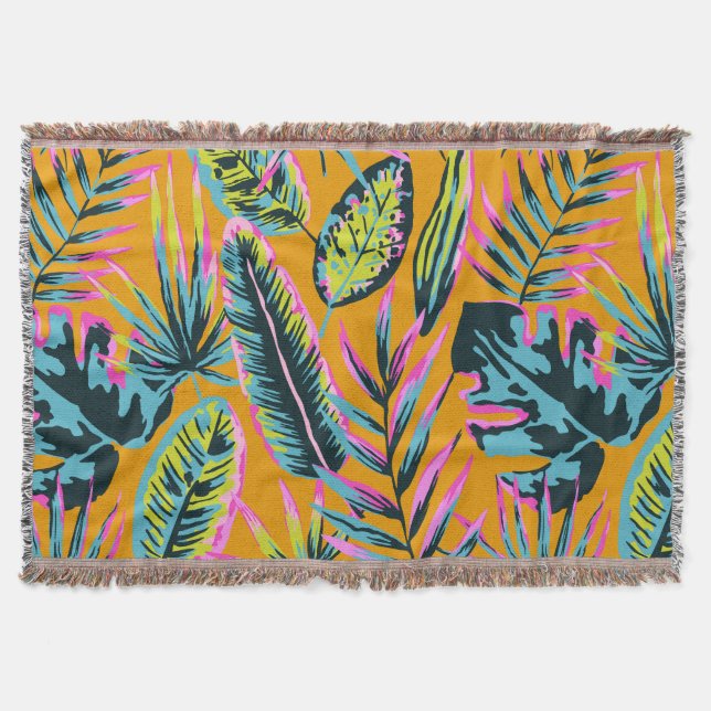 Hawaiiska tropiska Löv och växter Skriv ut Mönster Filt (Framsidan)