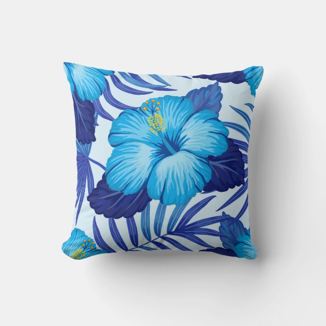 Hawaiiska tropiska växter, hibiscus mönster. kudde (Framsida)