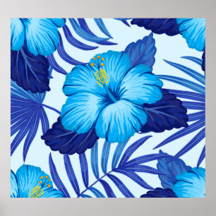 Hawaiiska tropiska växter, hibiscus mönster. poster