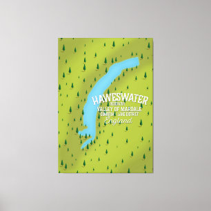 Haweswater Reservoir-resan karta poster. Canvastryck