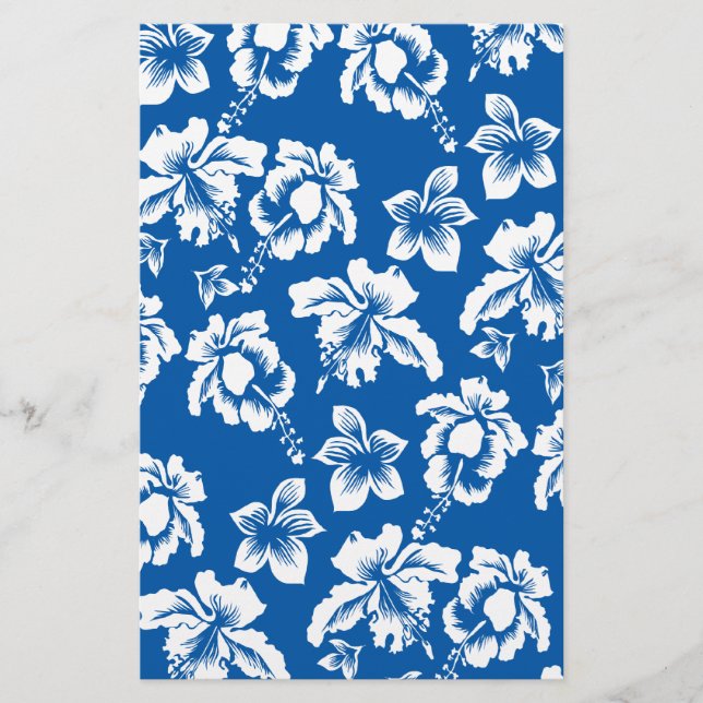 Hawiian Blue Flower Mönster Brevpapper (Framsida)
