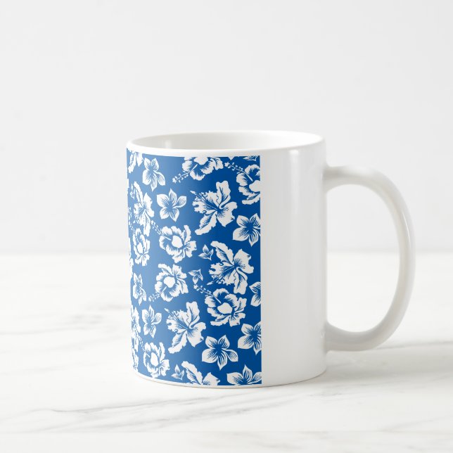 Hawiian Blue Flower Mönster Kaffemugg (Höger)