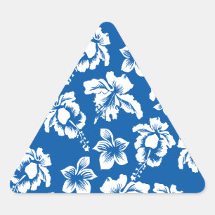 Hawiian Blue Flower Mönster Triangelformat Klistermärke