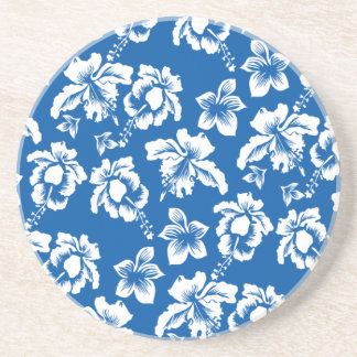 Hawiian Blue Flower Mönster Underlägg Sandsten