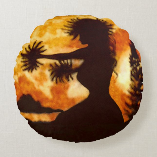 Hawiian Hula Dancer Rund Kudde (Framsidan)