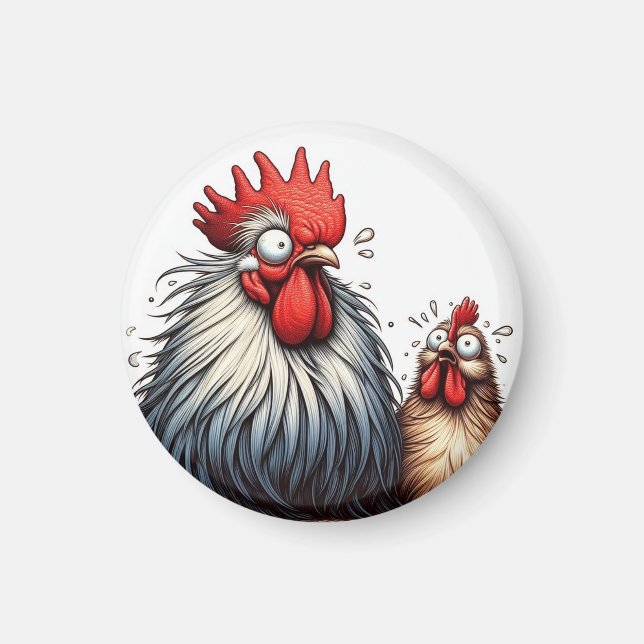 "Hawk Alarm Hen & Rooster" Magnet (Framsidan)