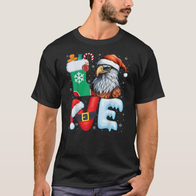Hawk Birds Wearing Santa Hat Xmas Holiday Hawk Chr T Shirt (Framsida)