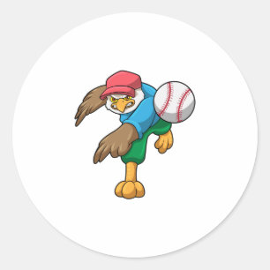 Hawk i Baseball med Baseball fladdermus Runt Klistermärke
