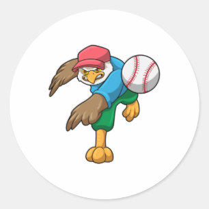 Hawk i Baseball med Baseball fladdermus Runt Klistermärke