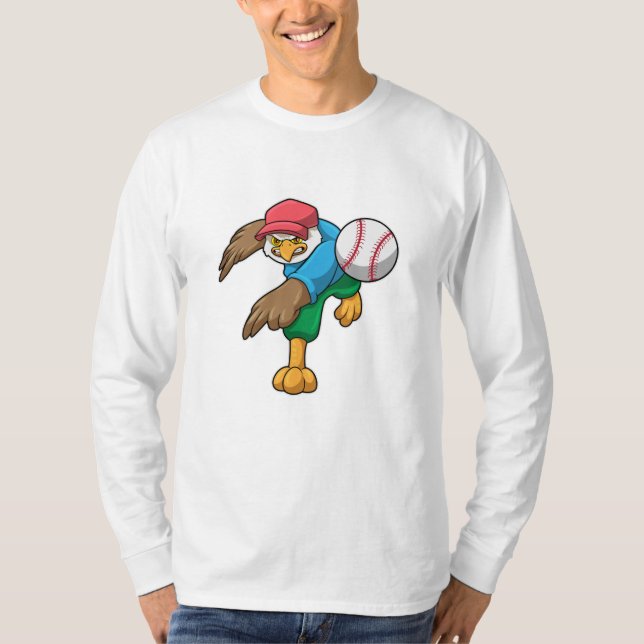 Hawk i Baseball med Baseball fladdermus T Shirt (Framsida)