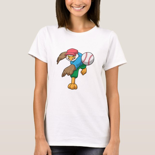 Hawk i Baseball med Baseball fladdermus T Shirt (Framsida)