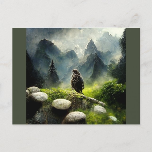 Hawk i skogen vykort (Framsida)