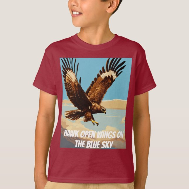"Hawk in Flight - Freedom & Power designad" T Shirt (Framsida)