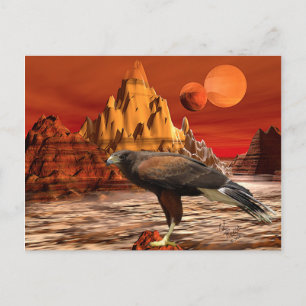 Hawk in Red Mountains Postcard Vykort