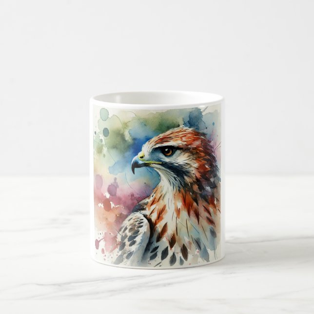 Hawk in serene nature 280824AREF135 - Watercolor Kaffemugg (Center)