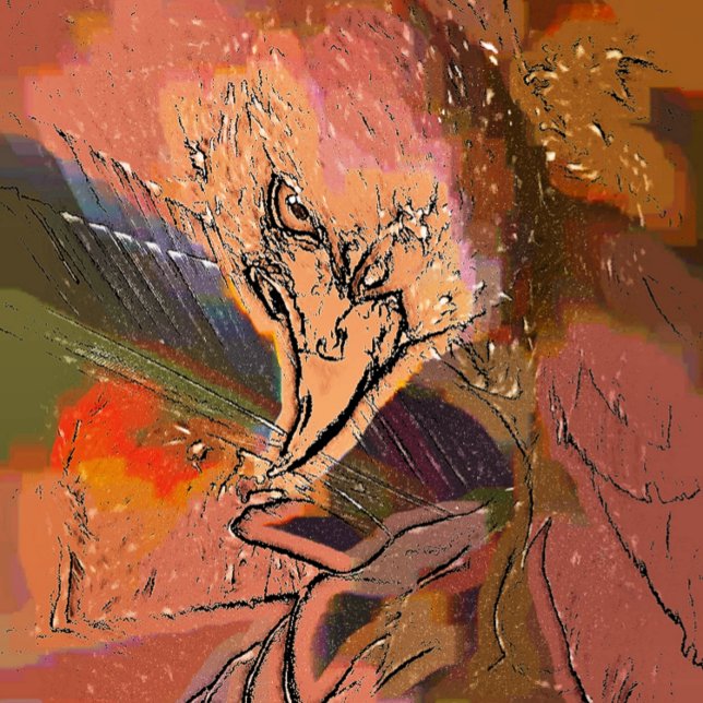 HAWK-INVIKTER (A petty art design of a Harris Hawk bird of prey preening its feathers.)