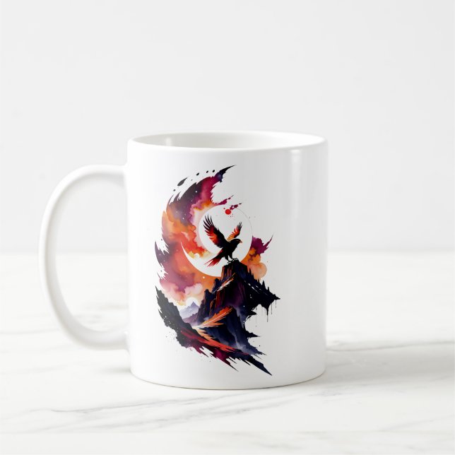 Hawk på Abstrakten Watercolor Ligcape Kaffemugg (Vänster)