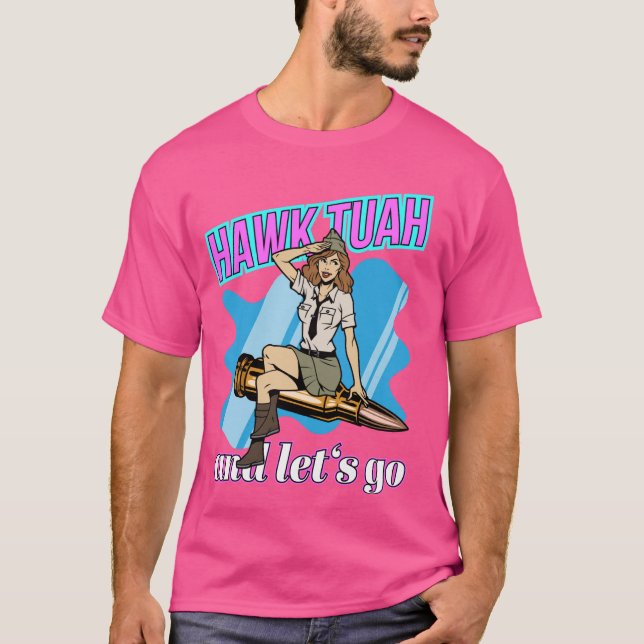 Hawk Tuah Funny Coola Trendig Meme T Shirt (Framsida)