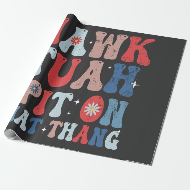 Hawk Tuah Spit på Thang Groovy American Retro Presentpapper (Utrullad)