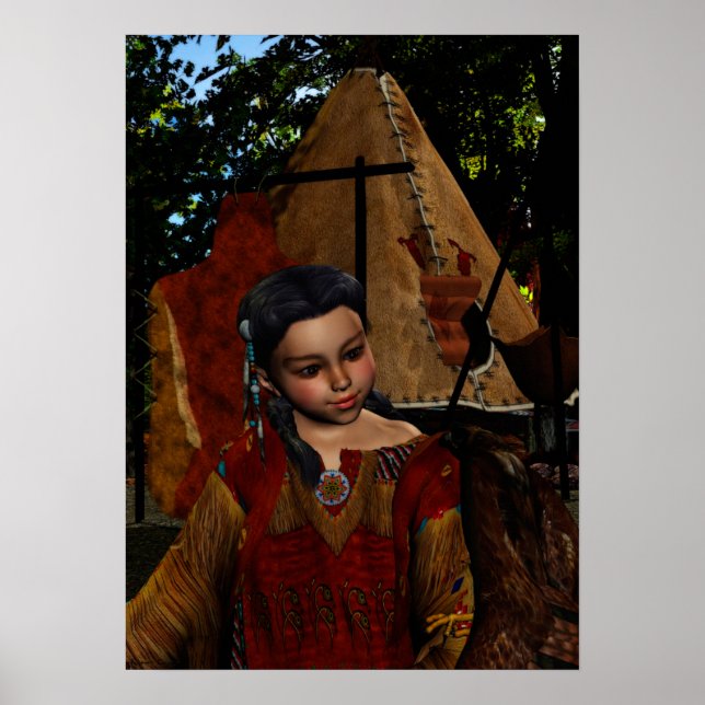 Hawk Whisper Native Girl & Hawk Poster (Framsidan)