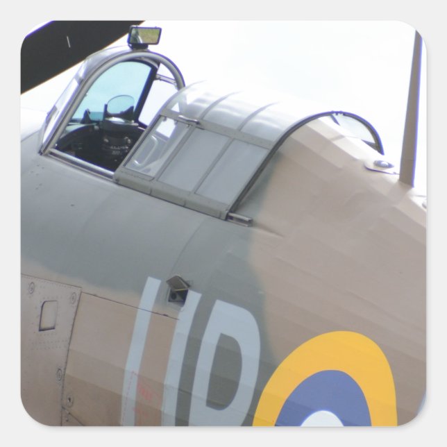 Hawker Hurricane Cockpit Fyrkantigt Klistermärke (Framsida)