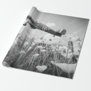 Hawker Hurricane som flyger över poppies i vår Can Presentpapper