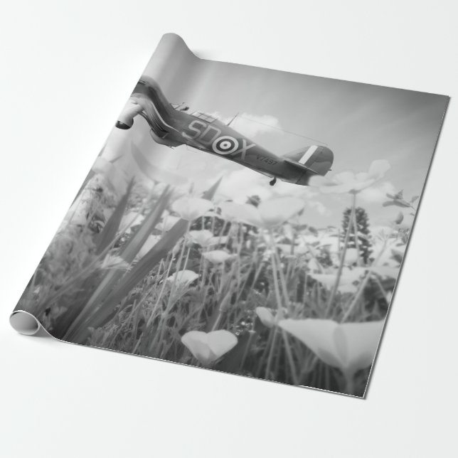 Hawker Hurricane som flyger över poppies i vår Can Presentpapper (Utrullad)