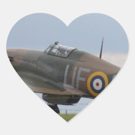 Hawker Hurricane tre kvarts vy Hjärtformat Klistermärke