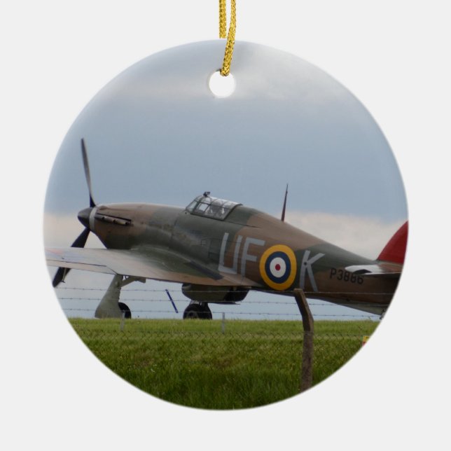 Hawker Hurricane tre kvarts vy Julgransprydnad Keramik (Framsidan)