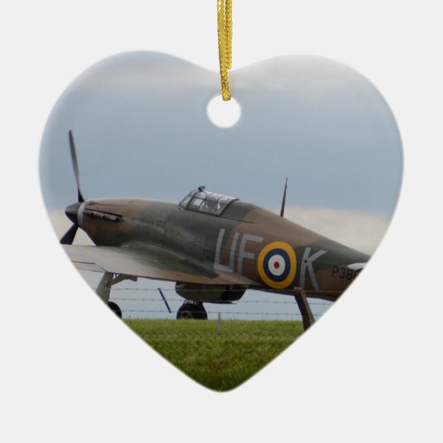 Hawker Hurricane tre kvarts vy Julgransprydnad Keramik (Framsidan)