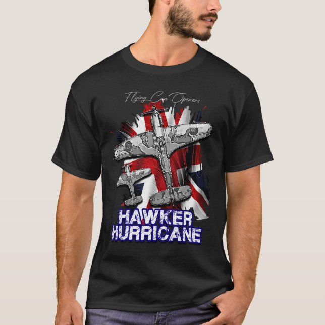 Hawker-orkanen British RAF Fighter Flygplan T Shirt (Framsida)