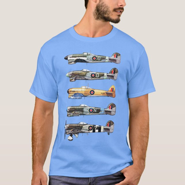 Hawker Typhoon IB WWII Fighter T Shirt (Framsida)