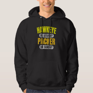 Hawkeye på lördag Packer på Söndag Grönt Bay Vin Hoodie