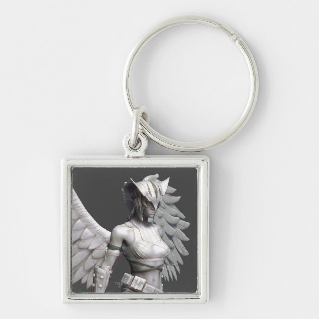 Hawkgirl Fyrkantig Silverfärgad Nyckelring (Framsidan)