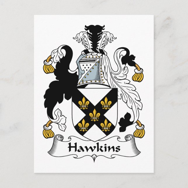 Hawkins Family Crest Vykort (Framsida)