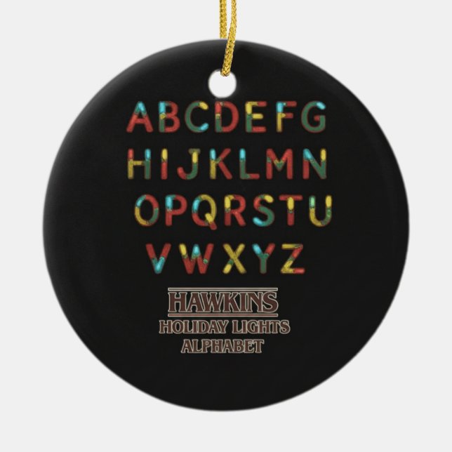 Hawkins Holiday Lights Alphabet Ceramic Ornament (Framsidan)