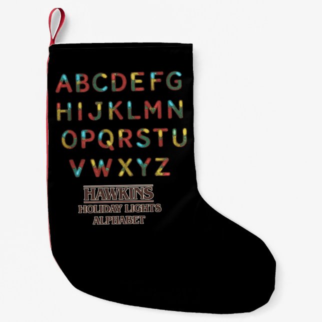 Hawkins Holiday Lights Alphabet Christmas Stocking Liten Julstrumpa (Framsidan)