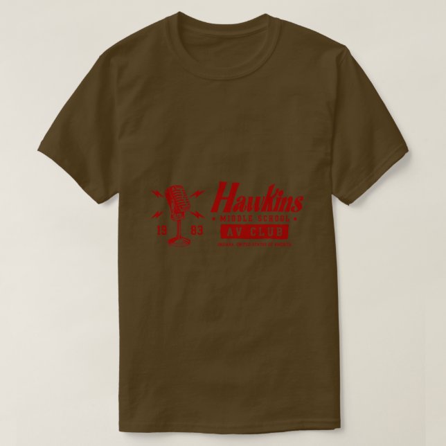 Hawkins mitten skola av klubb t shirt (Design framsida)