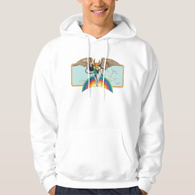 Hawkman Flies Thru Himlar Sweatshirt Med Luva (Framsida)