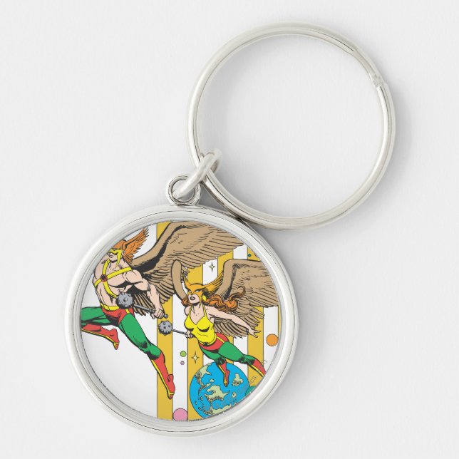 Hawkman & Hawkwomen Rund Silverfärgad Nyckelring (Framsidan)