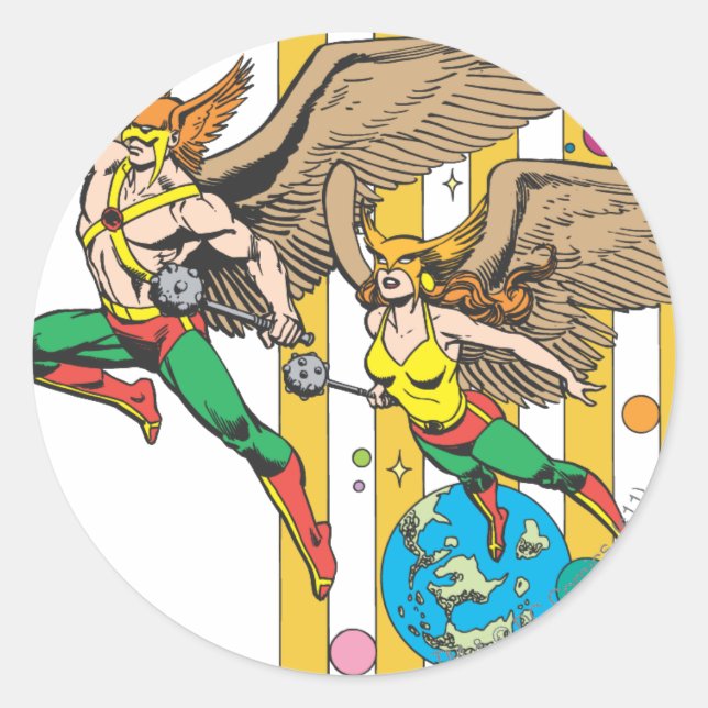 Hawkman & Hawkwomen Runt Klistermärke (Framsida)