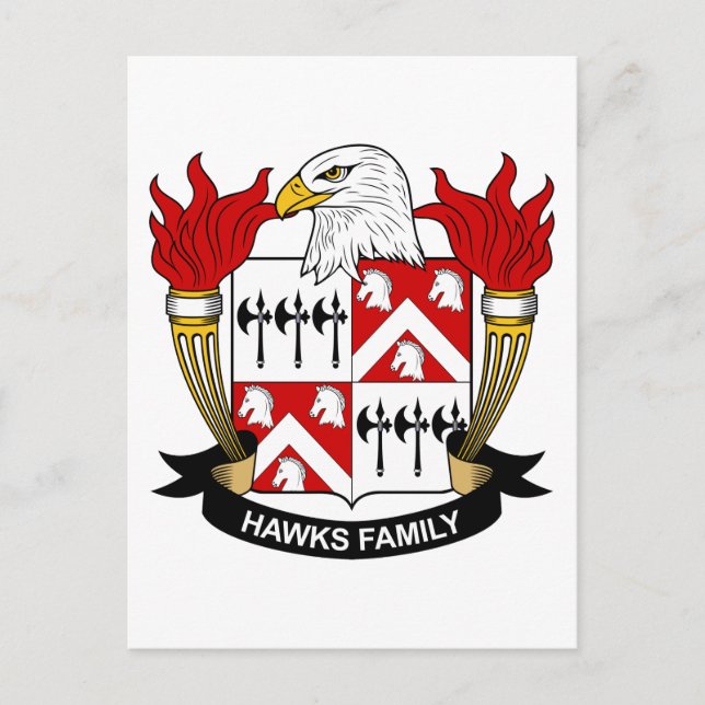 Hawks Family Crest Vykort (Framsida)