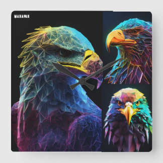 **"Hawks Kant: Neon Vortex"** Fyrkantig Klocka