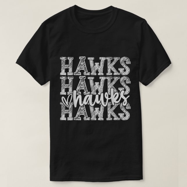 Hawks School Spirit Bära Game Day Sport Fläkt T Shirt (Design framsida)