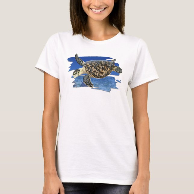 Hawksbill havssköldpadda i livsmiljöT-tröja Tee Shirt (Framsida)