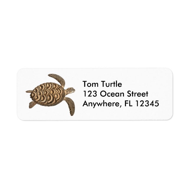 Hawksbill Sea Turtle-etikett Returadress Etikett (Framsidan)