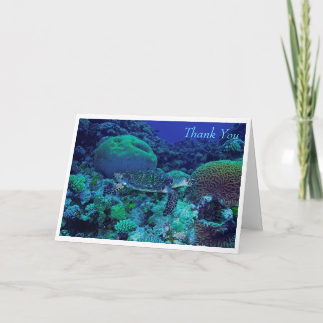 Hawksbill Sea Turtle Greeting Card Tack Kort (Framsida)